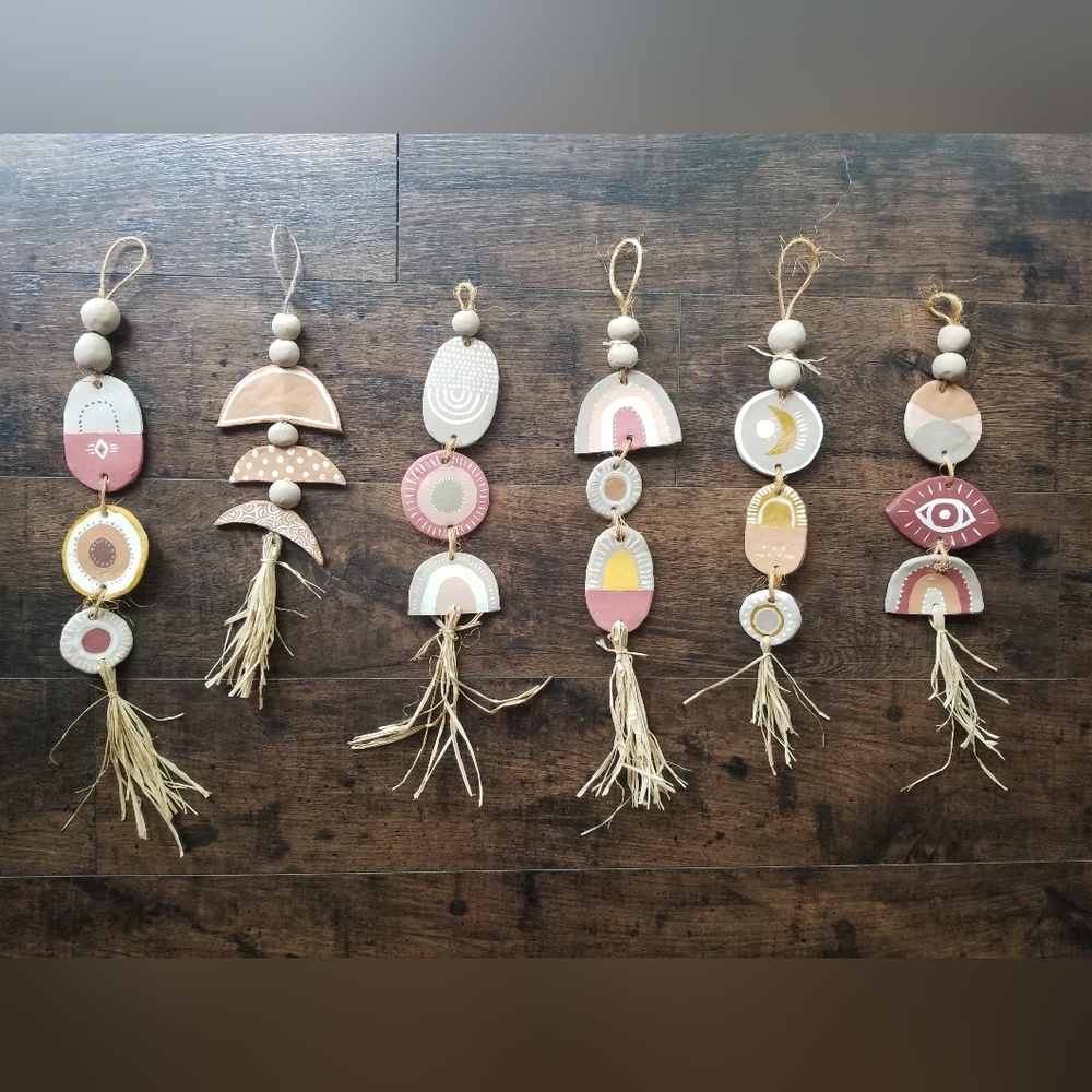 Handmade boho clay wall hangings
